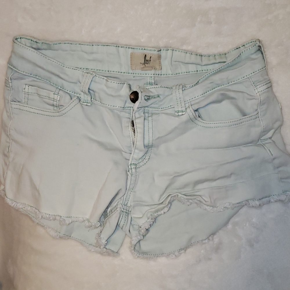 Light green, denim shorts